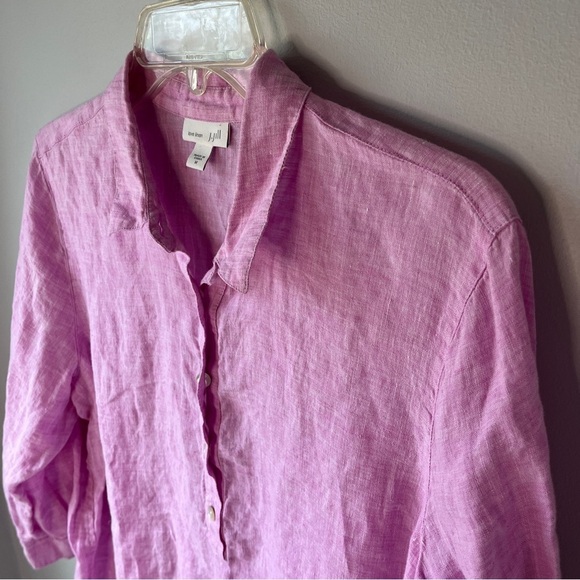 J. Jill Love Lilac Linen Tiered Tunic 3/4 Button Shirt - Picture 11 of 12